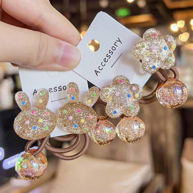 Korean Style Hair Accessories Golden Shiny Polka Dot Cartoon Rubber band hair ties