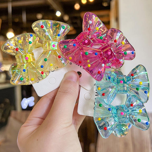 Cute Polka Dot Bow Hair Rope Korean Style Children's Hair Accessories Cartoon Rubber Band