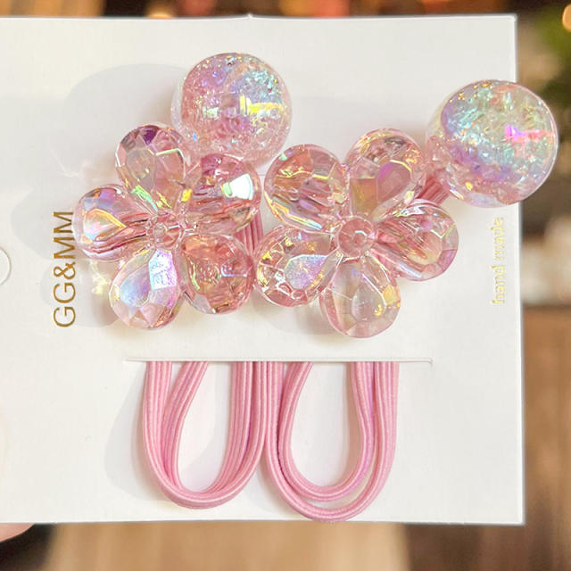Korean style colorful acrylic camellia flower hair band hair ties for kids