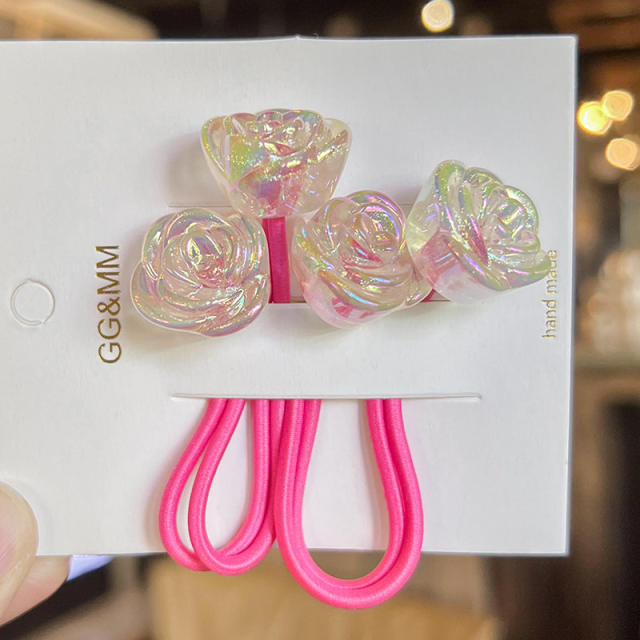 Korean Style Color Rose Flower hair ties Cartoon Hair bands for kids