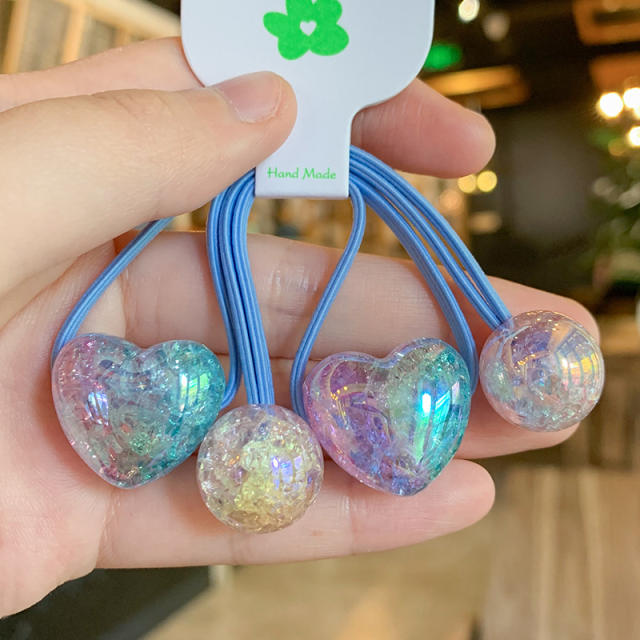 Gradient love heart hair rope children's hair accessories hair ties for kids