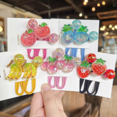 Colorful Leaf Light Fruit Hair Rope Korean Style Children's Hair Accessories hair ties