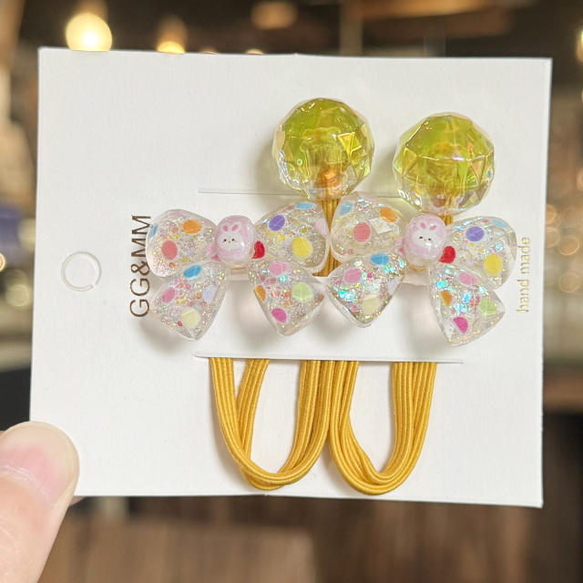 Bowknot Hair Tie Liquid Gloss Children's Hair Accessory Cartoon Hair Band Ponytail Cute Elastic Hair Ornament
