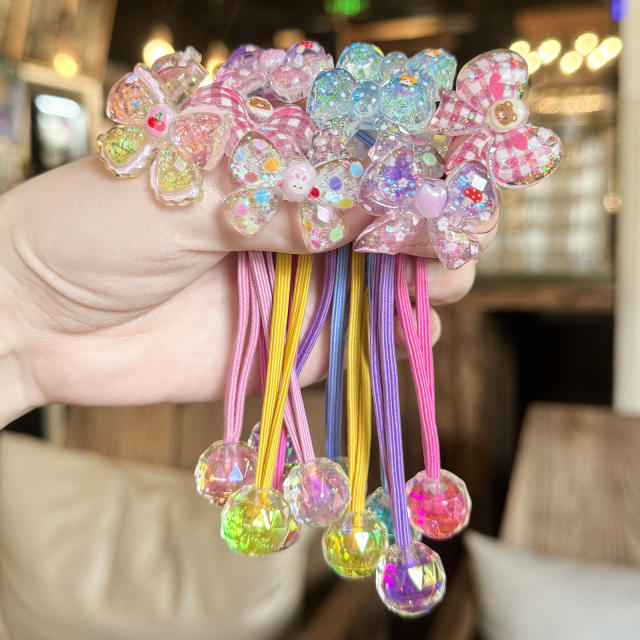 Bowknot Hair Tie Liquid Gloss Children's Hair Accessory Cartoon Hair Band Ponytail Cute Elastic Hair Ornament