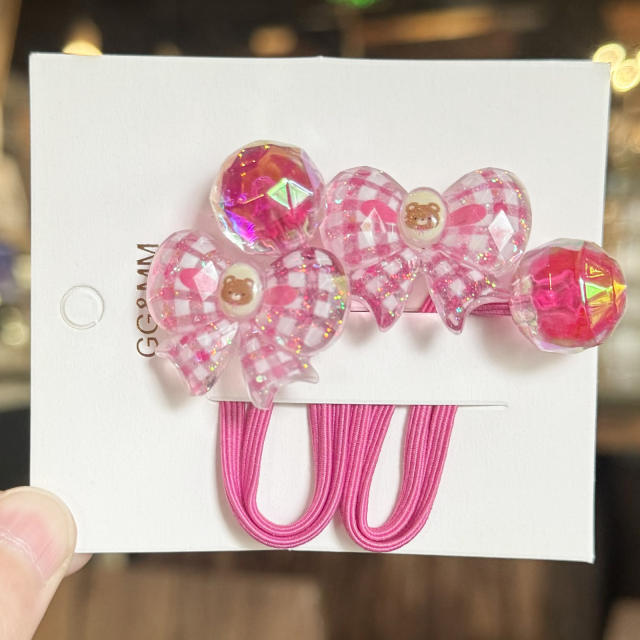 Bowknot Hair Tie Liquid Gloss Children's Hair Accessory Cartoon Hair Band Ponytail Cute Elastic Hair Ornament