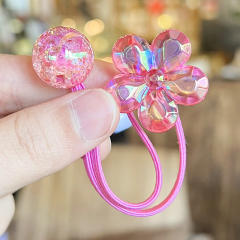 Korean style colorful acrylic camellia flower hair band hair ties for kids