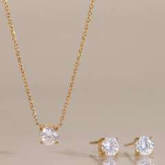 Hot-Selling Fashion Simple Jewelry Set for Women 18K Gold-Plated Stainless Steel Necklace Earring Set