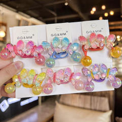 Korean-style Gradient Color Butterfly Hair Rope Children's Cartoon Hair Accessories jelly  beads hair ties