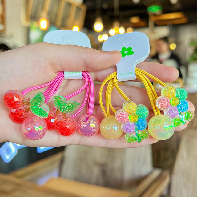 Hand-painted Graffiti Fruit Hair Rope Children's Hair Accessories Cute Contrast Color hair ties
