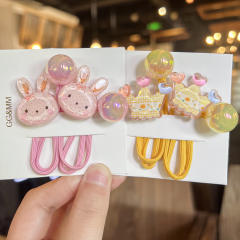 Cream Style Love Cartoon Children's Hair Accessories acrylic ponytail hair ties ball bead hair ties for kids