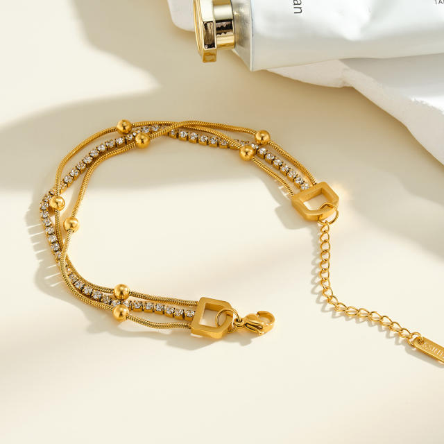 Fashion Stainless Steel Bracelet for Women Plated with 18K Gold Inlaid cubic zircon bracelet
