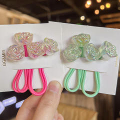 Korean Style Color Rose Flower hair ties Cartoon Hair bands for kids
