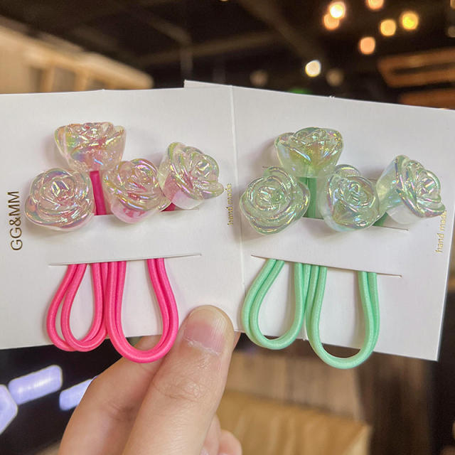 Korean Style Color Rose Flower hair ties Cartoon Hair bands for kids