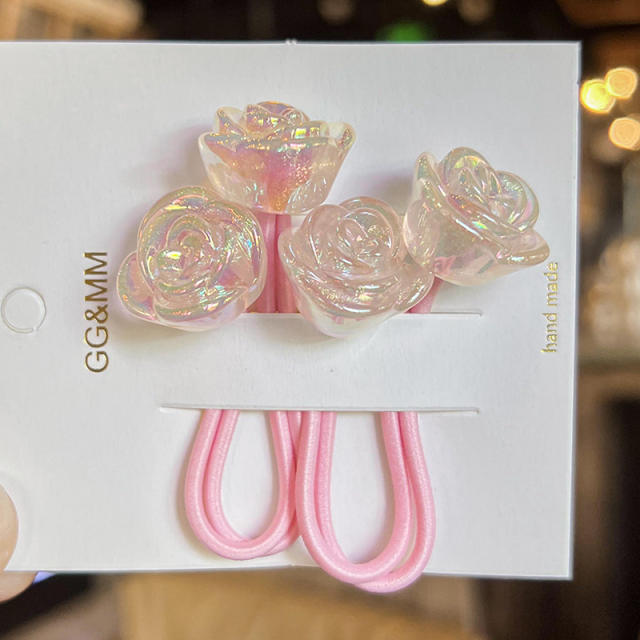 Korean Style Color Rose Flower hair ties Cartoon Hair bands for kids