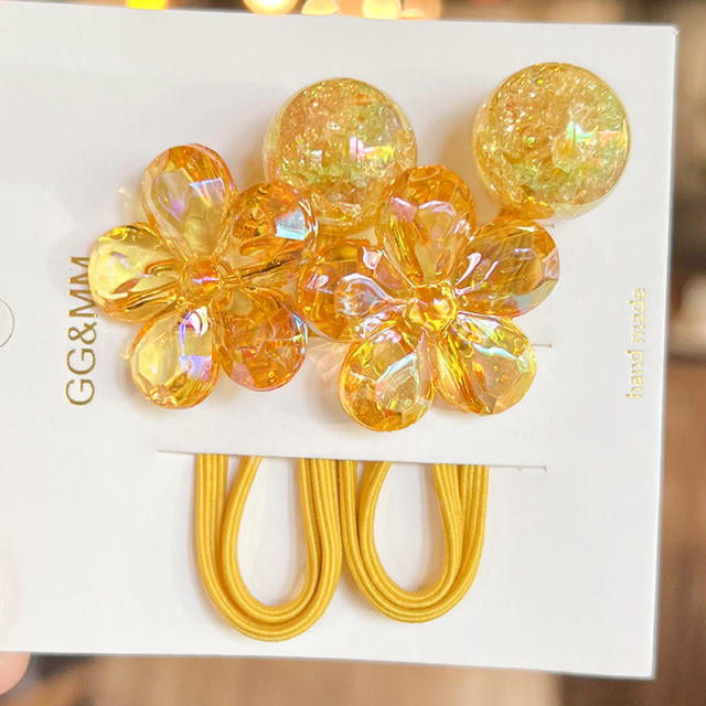 Korean style colorful acrylic camellia flower hair band hair ties for kids