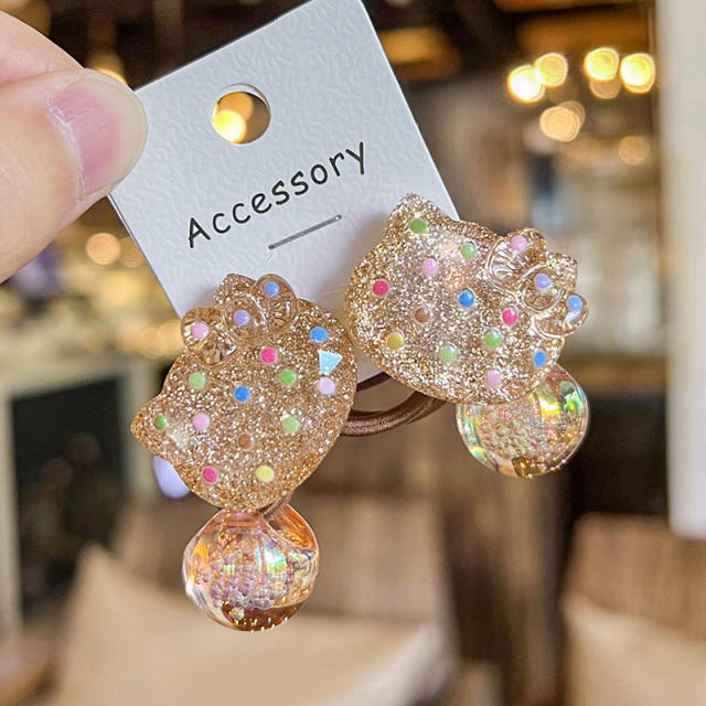Korean Style Hair Accessories Golden Shiny Polka Dot Cartoon Rubber band hair ties