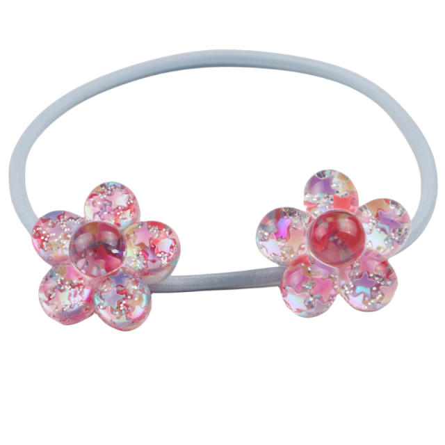 Korean Style Hair Accessories New Style Scallion Powder Five-petal Flower hair ties