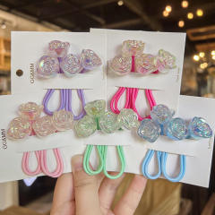 Korean Style Color Rose Flower hair ties Cartoon Hair bands for kids