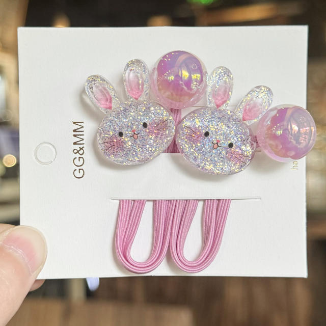 Colorful Glitter Rabbit Hair Tie Cartoon Children's Hair Accessory Hair Band Ponytail Sweet Elastic Hair Tie