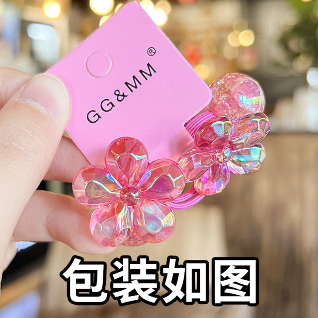 Korean style colorful acrylic camellia flower hair band hair ties for kids