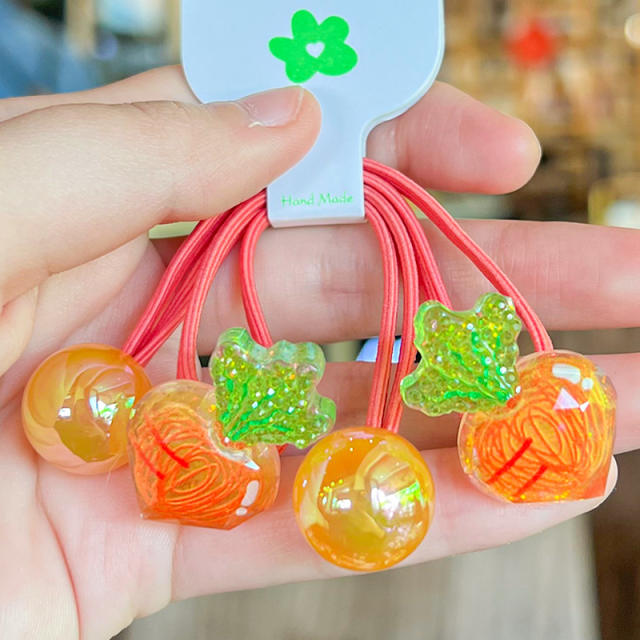 Hand-painted Graffiti Fruit Hair Rope Children's Hair Accessories Cute Contrast Color hair ties