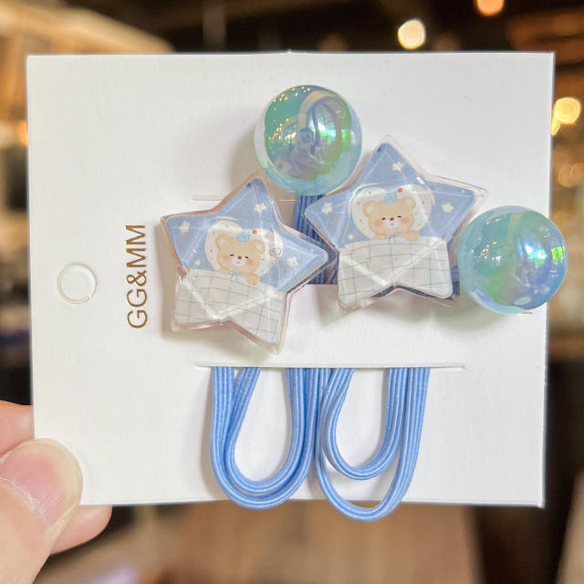 Cream Style Love Cartoon Children's Hair Accessories acrylic ponytail hair ties ball bead hair ties for kids