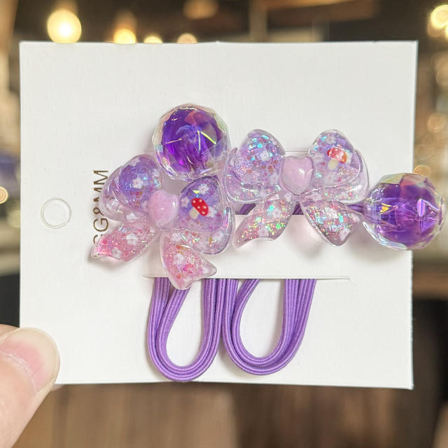 Bowknot Hair Tie Liquid Gloss Children's Hair Accessory Cartoon Hair Band Ponytail Cute Elastic Hair Ornament