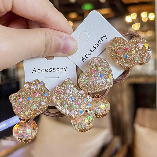Korean Style Hair Accessories Golden Shiny Polka Dot Cartoon Rubber band hair ties