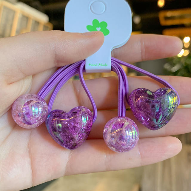 Gradient love heart hair rope children's hair accessories hair ties for kids