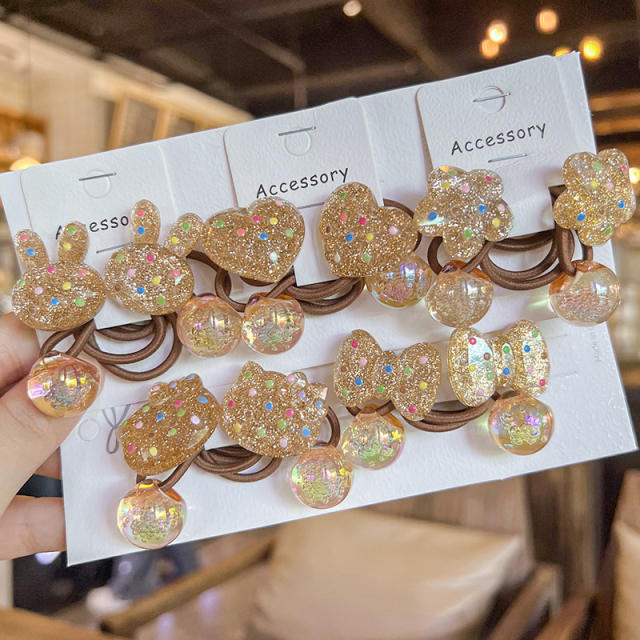 Korean Style Hair Accessories Golden Shiny Polka Dot Cartoon Rubber band hair ties