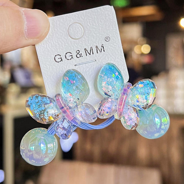 Korean-style Gradient Color Butterfly Hair Rope Children's Cartoon Hair Accessories jelly  beads hair ties
