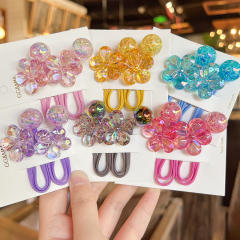 Korean style colorful acrylic camellia flower hair band hair ties for kids