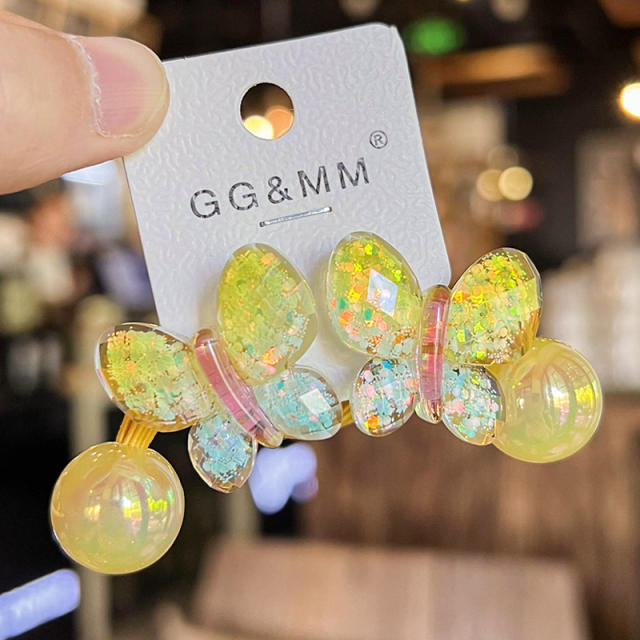 Korean-style Gradient Color Butterfly Hair Rope Children's Cartoon Hair Accessories jelly  beads hair ties
