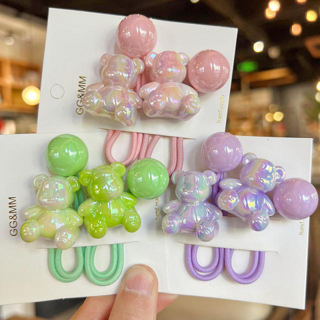 Korean-style Gradient Color Sitting Bear Hair Rope Girls' Hair Accessories hair ties