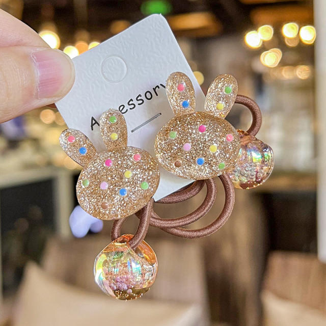 Korean Style Hair Accessories Golden Shiny Polka Dot Cartoon Rubber band hair ties