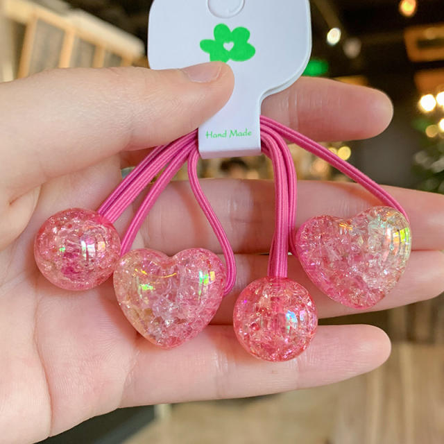 Gradient love heart hair rope children's hair accessories hair ties for kids