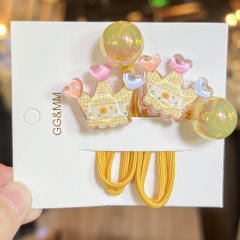 Cream Style Love Cartoon Children's Hair Accessories acrylic ponytail hair ties ball bead hair ties for kids