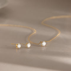 Hot-Selling Fashion Simple Jewelry Set for Women 18K Gold-Plated Stainless Steel Necklace Earring Set