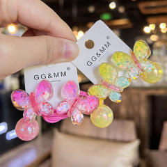 Korean-style Gradient Color Butterfly Hair Rope Children's Cartoon Hair Accessories jelly  beads hair ties