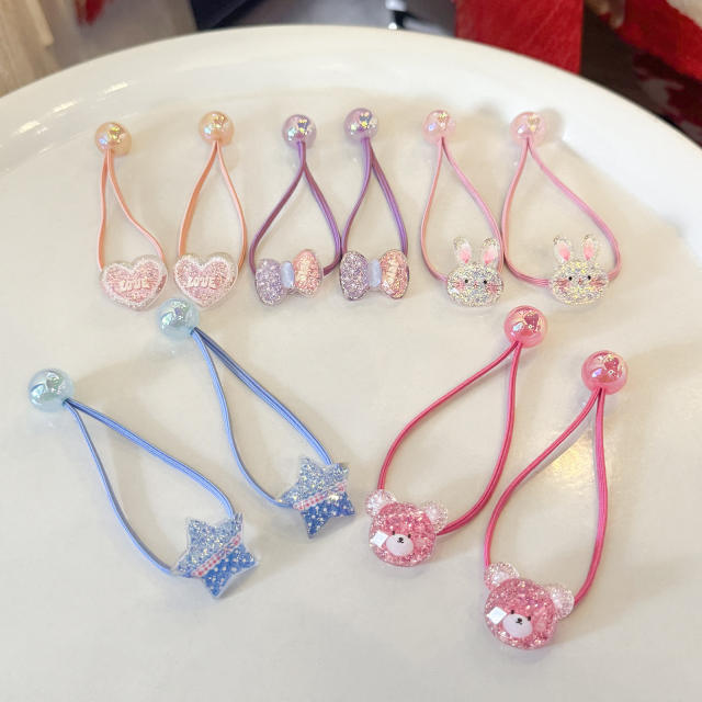Colorful Glitter Rabbit Hair Tie Cartoon Children's Hair Accessory Hair Band Ponytail Sweet Elastic Hair Tie