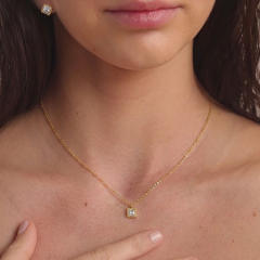 Elegant Square Zircon Jewelry Set for Women stainless steel necklace set diamond necklace set