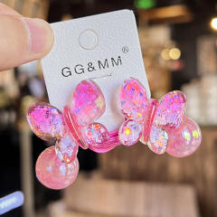 Korean-style Gradient Color Butterfly Hair Rope Children's Cartoon Hair Accessories jelly  beads hair ties