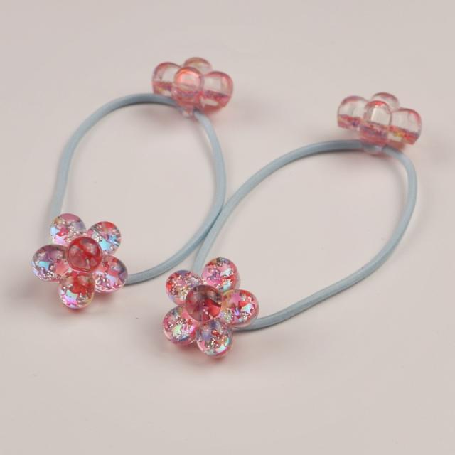 Korean Style Hair Accessories New Style Scallion Powder Five-petal Flower hair ties