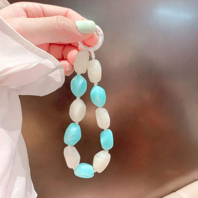 New Color Shaped Stone Acrylic Mobile Phone Hanging Chain summer phone lanyard