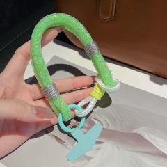 Green short rope + cyan triangle card sticker