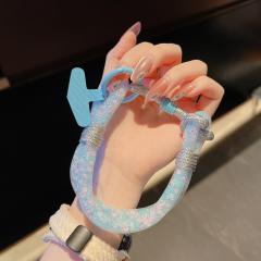 Pink blue short rope + light blue triangle card sticker