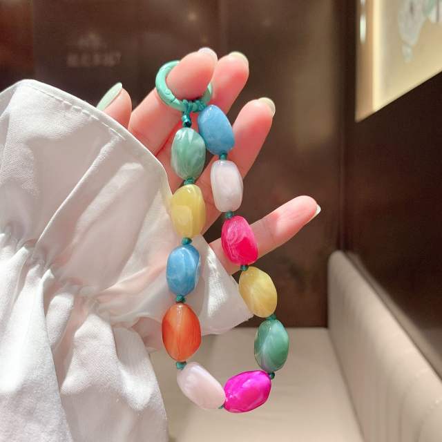 New Color Shaped Stone Acrylic Mobile Phone Hanging Chain summer phone lanyard