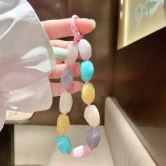 New Color Shaped Stone Acrylic Mobile Phone Hanging Chain summer phone lanyard