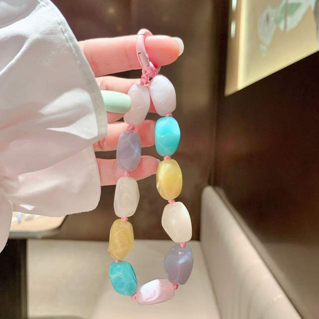 New Color Shaped Stone Acrylic Mobile Phone Hanging Chain summer phone lanyard
