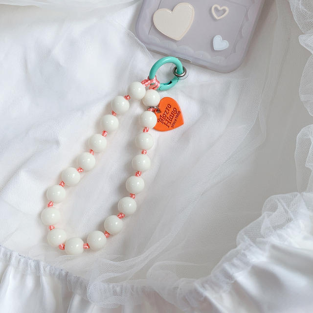 Sweet and Cute Style Heart Colorfulful Beads Colorful Knot Mobile Phone chain phone lanyard